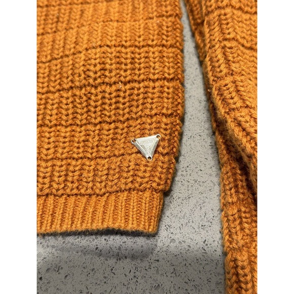 Womens Orange Knitted Guess Long Sleeve Sweater Size L - Picture 4 of 7